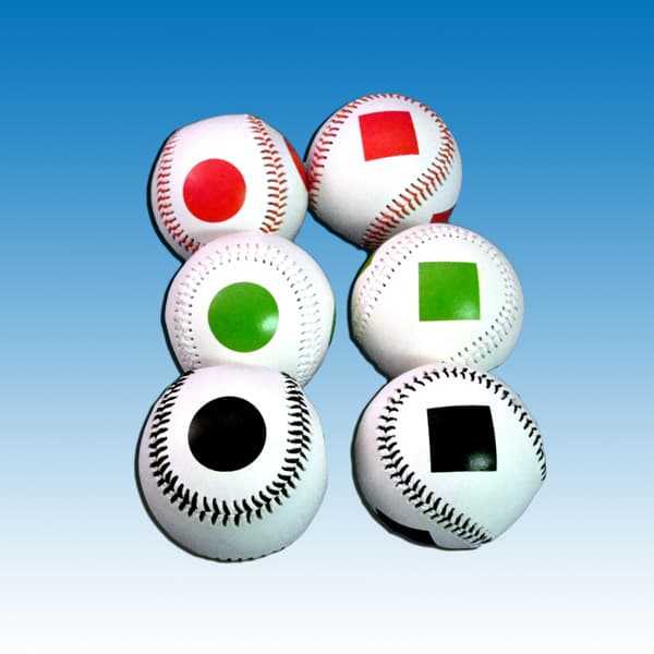 Bernell Pitch Recognition Balls, marked training balls: photo from Bernell