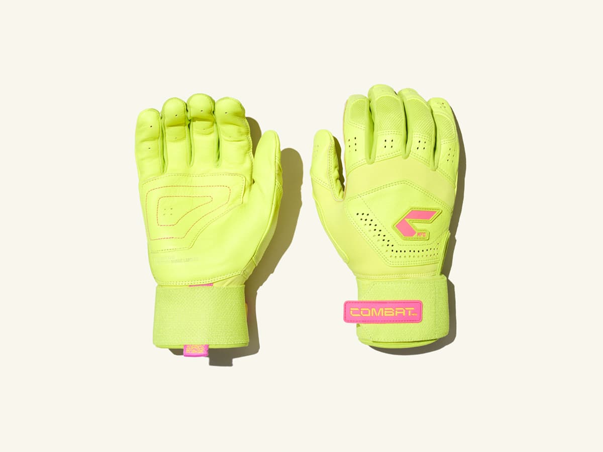 Combat MFG Long Strap Batting Gloves, Lemonade Blitz, batting gloves: photo from Combat MFG