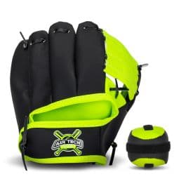 Franklin Sports 8.0 Stiktek Teeball Glove & Ball - Black/Lime, youth gloves: photo from Franklin Sports