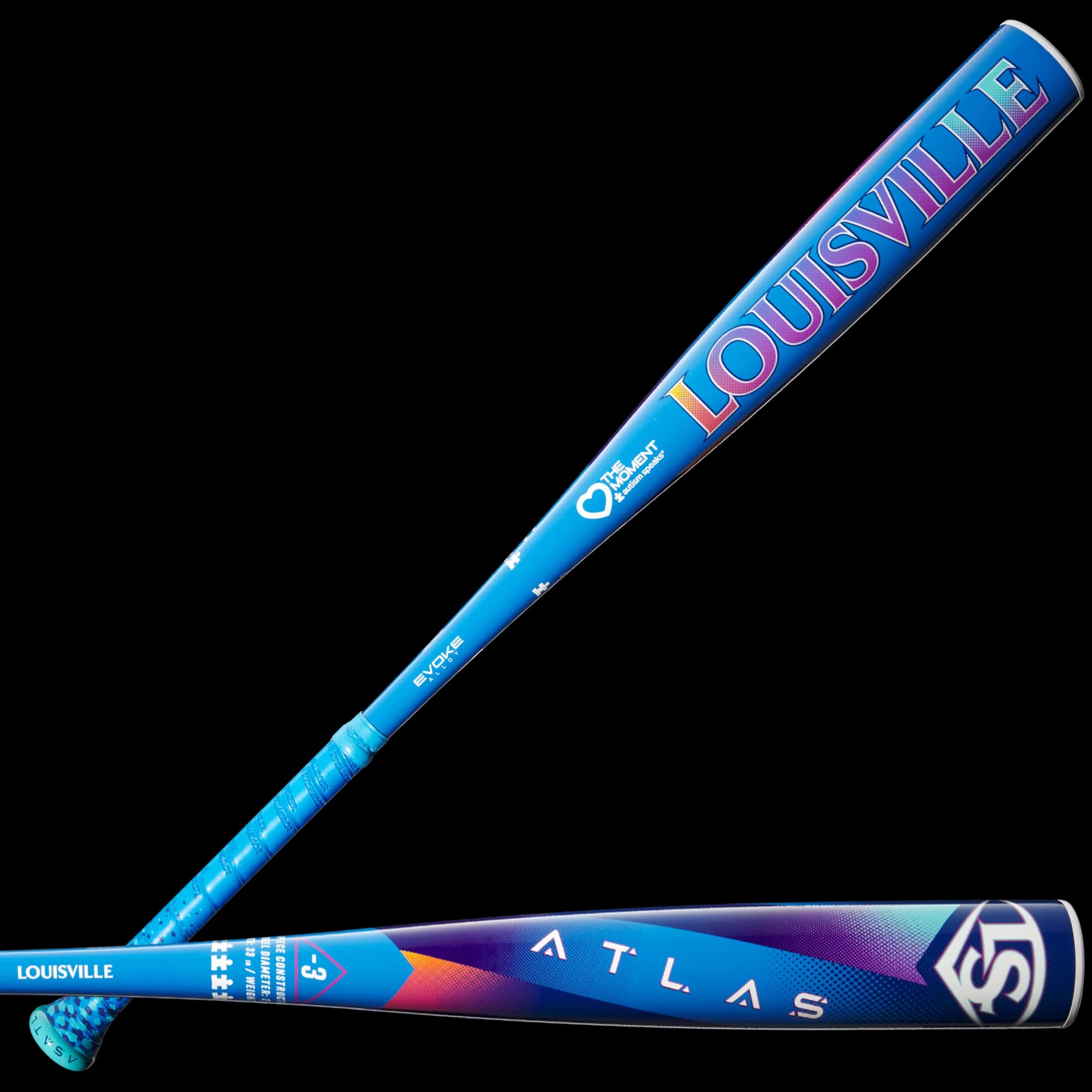 2025 Louisville Slugger Atlas Love the Moment (-3) BBCOR Baseball Bat, BBCOR bats: photo from Louisville Slugger