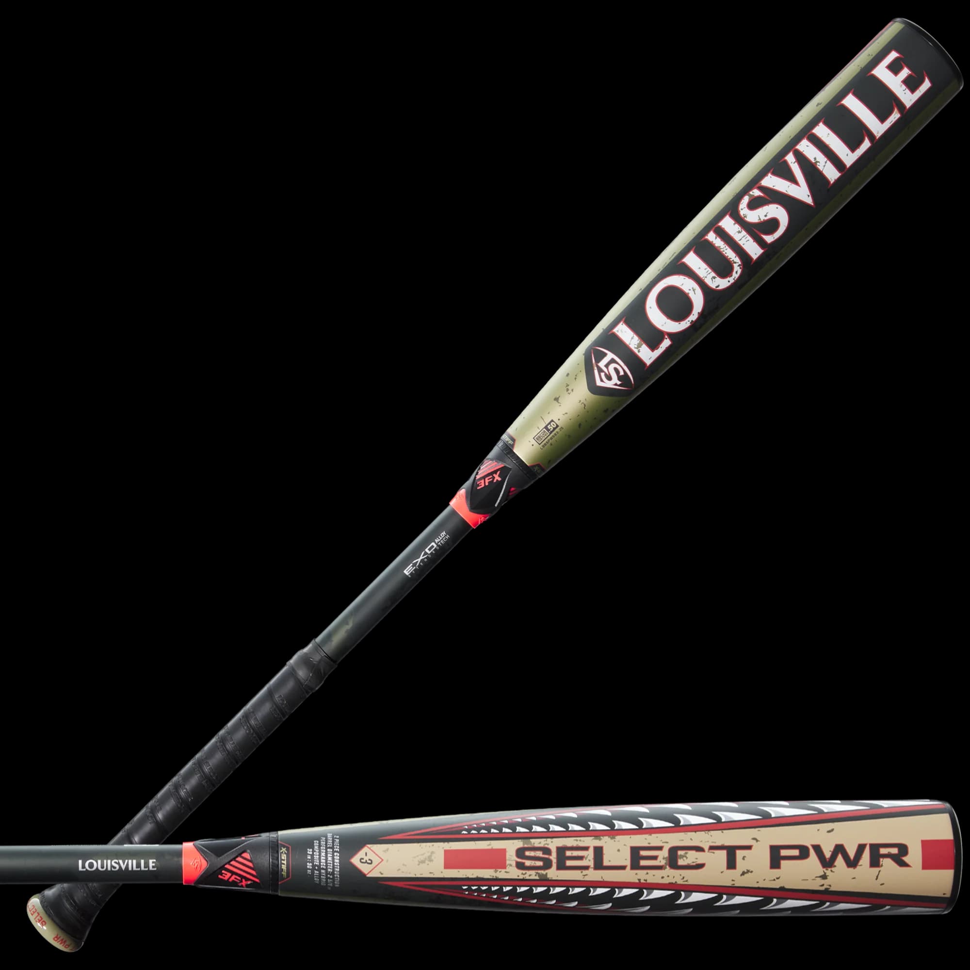 2025 Louisville Slugger Select PWR Tigershark (-3) BBCOR Baseball Bat, BBCOR bats: photo from Louisville Slugger