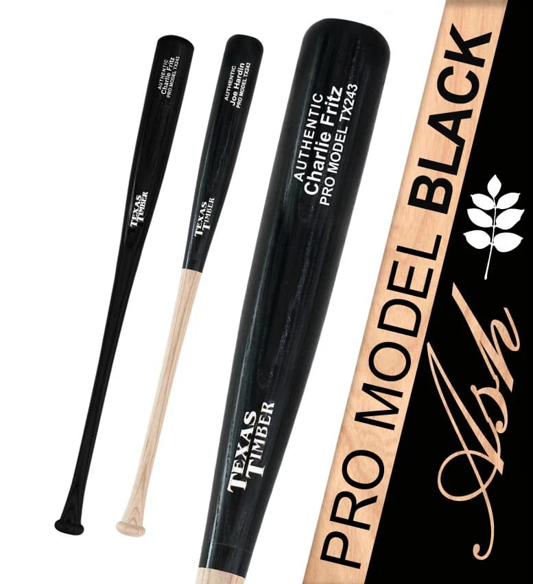 Texas Timber Pro Model Ash Black, game wood bats, adult: photo from Texas Timber