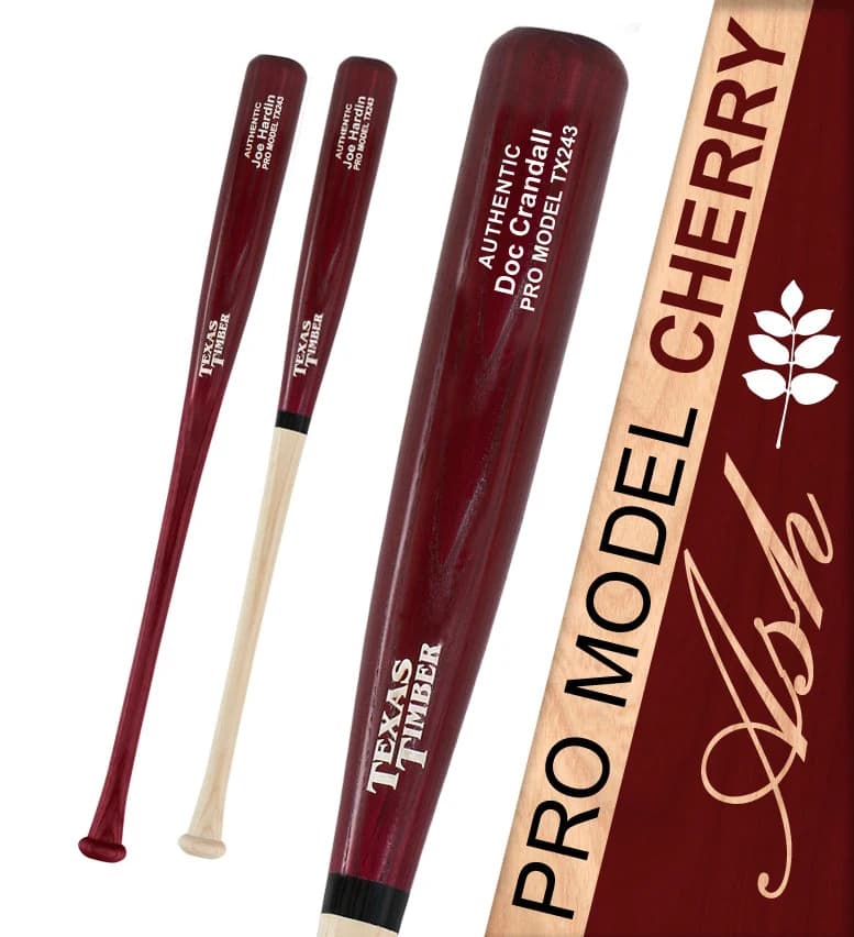 Texas Timber Pro Model Ash Cherry, game wood bats, adult: photo from Texas Timber