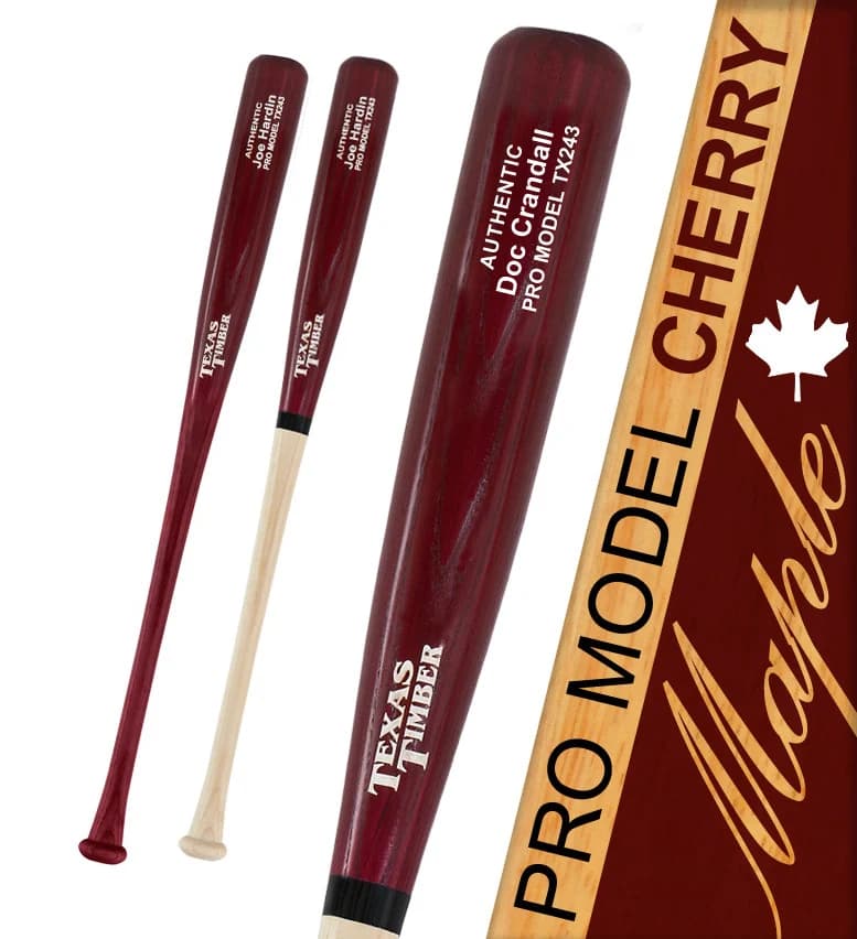 Texas Timber Pro Model Maple Cherry, game wood bats, adult: photo from Texas Timber