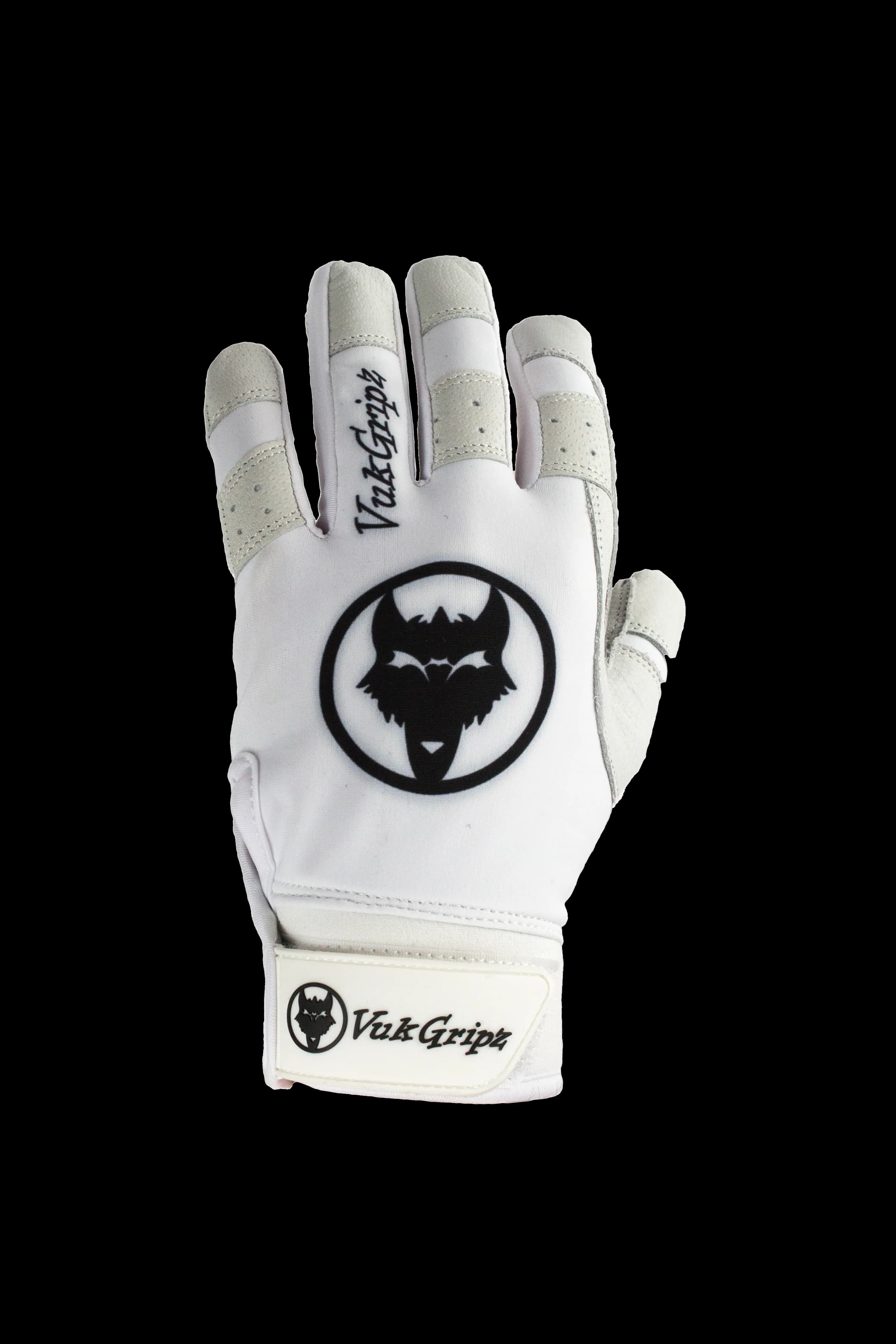 VukGripz Howler White Batting Gloves, batting gloves: photo from VukGripz