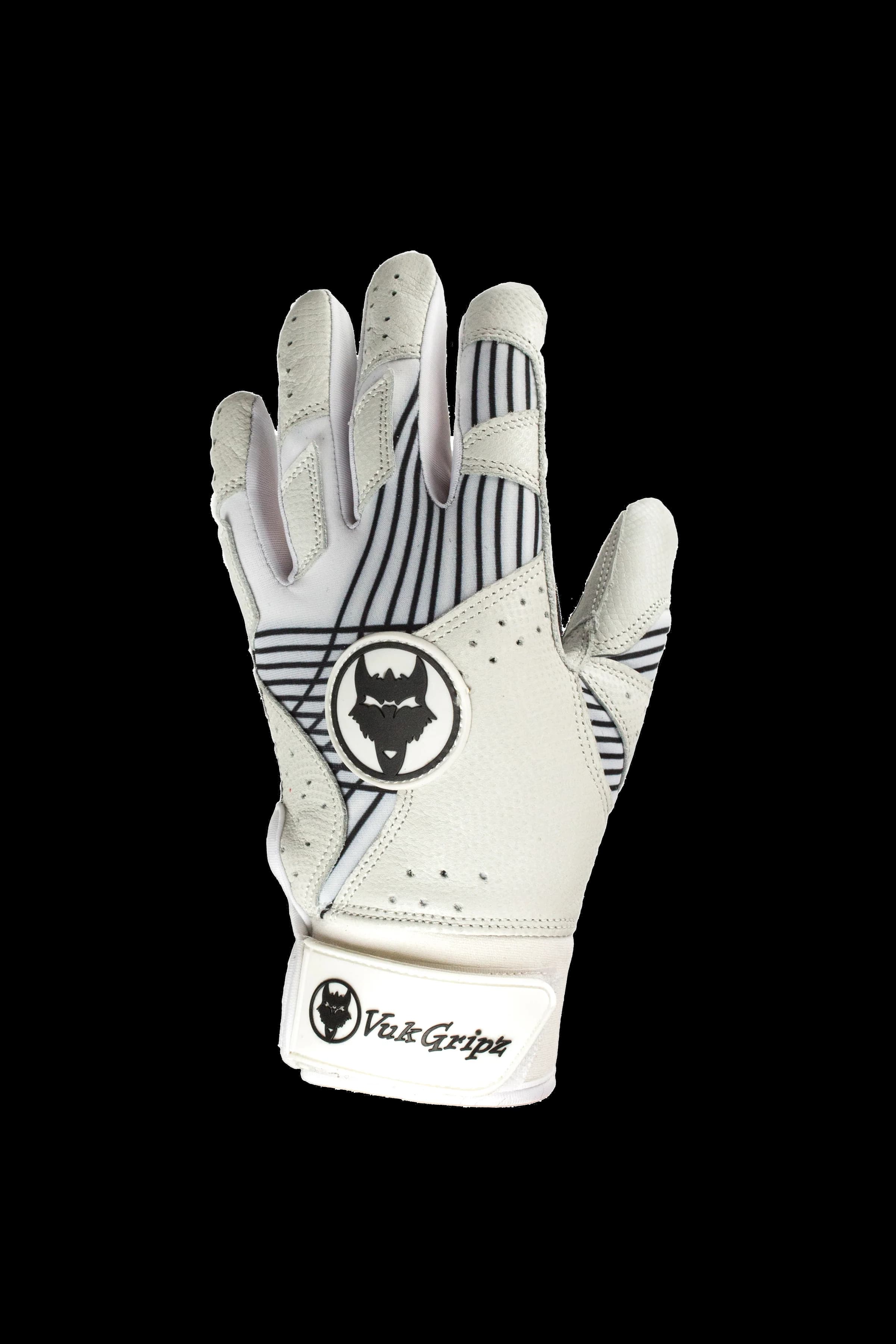 VukGripz Prowler White Batting Gloves, batting gloves: photo from VukGripz