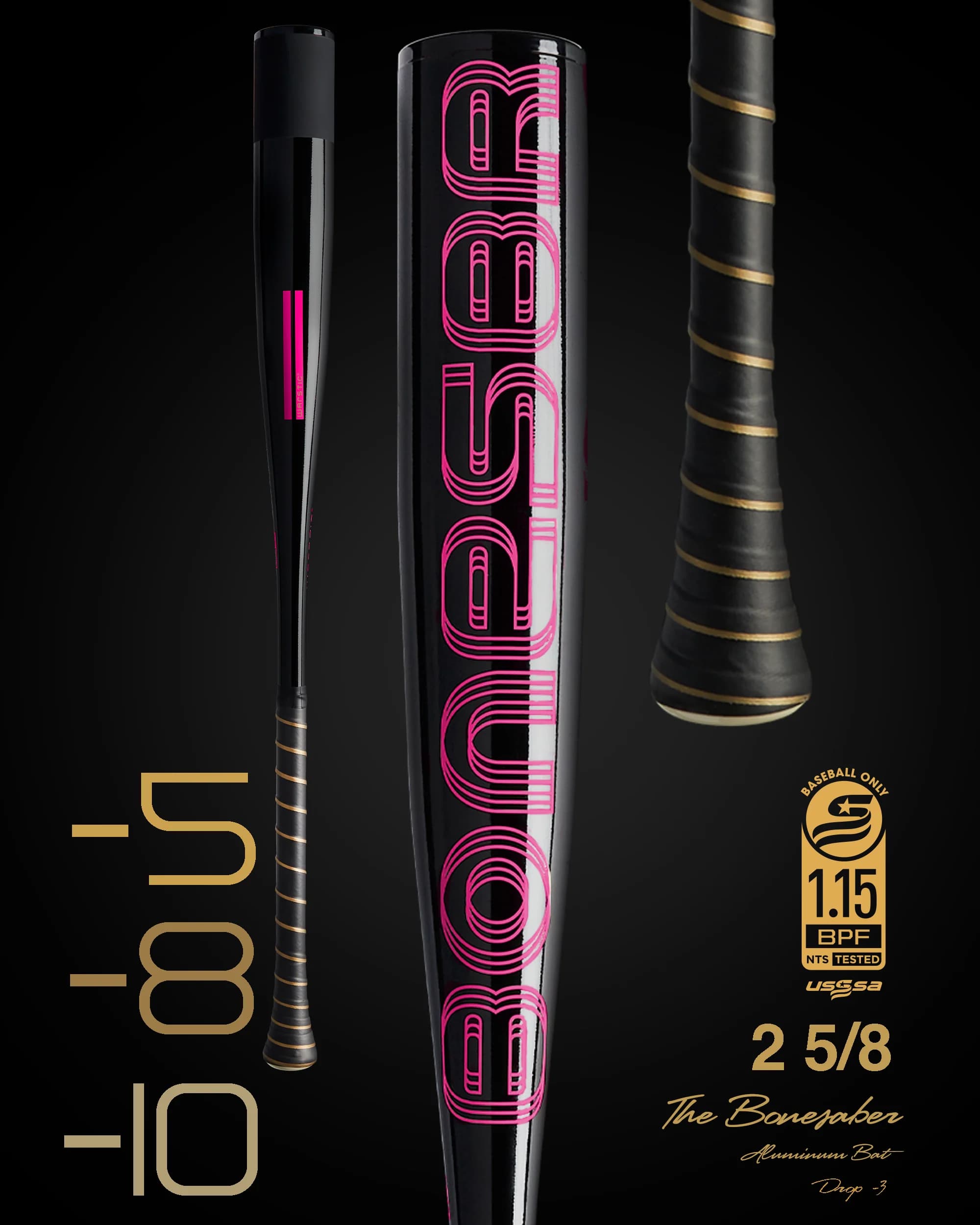 Warstic 2024 Bonesaber Small Batch Battle Pink USSSA Metal Bat, USSSA bats: photo from Warstic