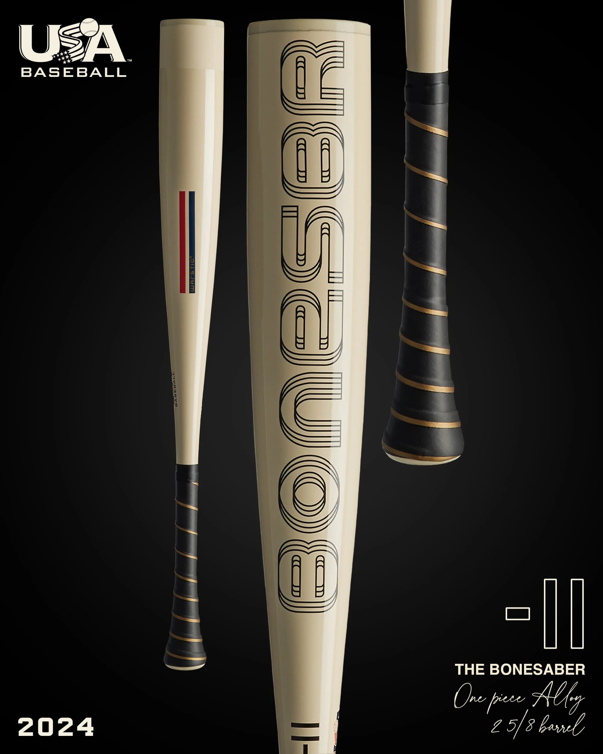 Warstic 2024 Bonesaber USA Metal Teeball Bat -11, tee ball and coach pitch bats: photo from Warstic