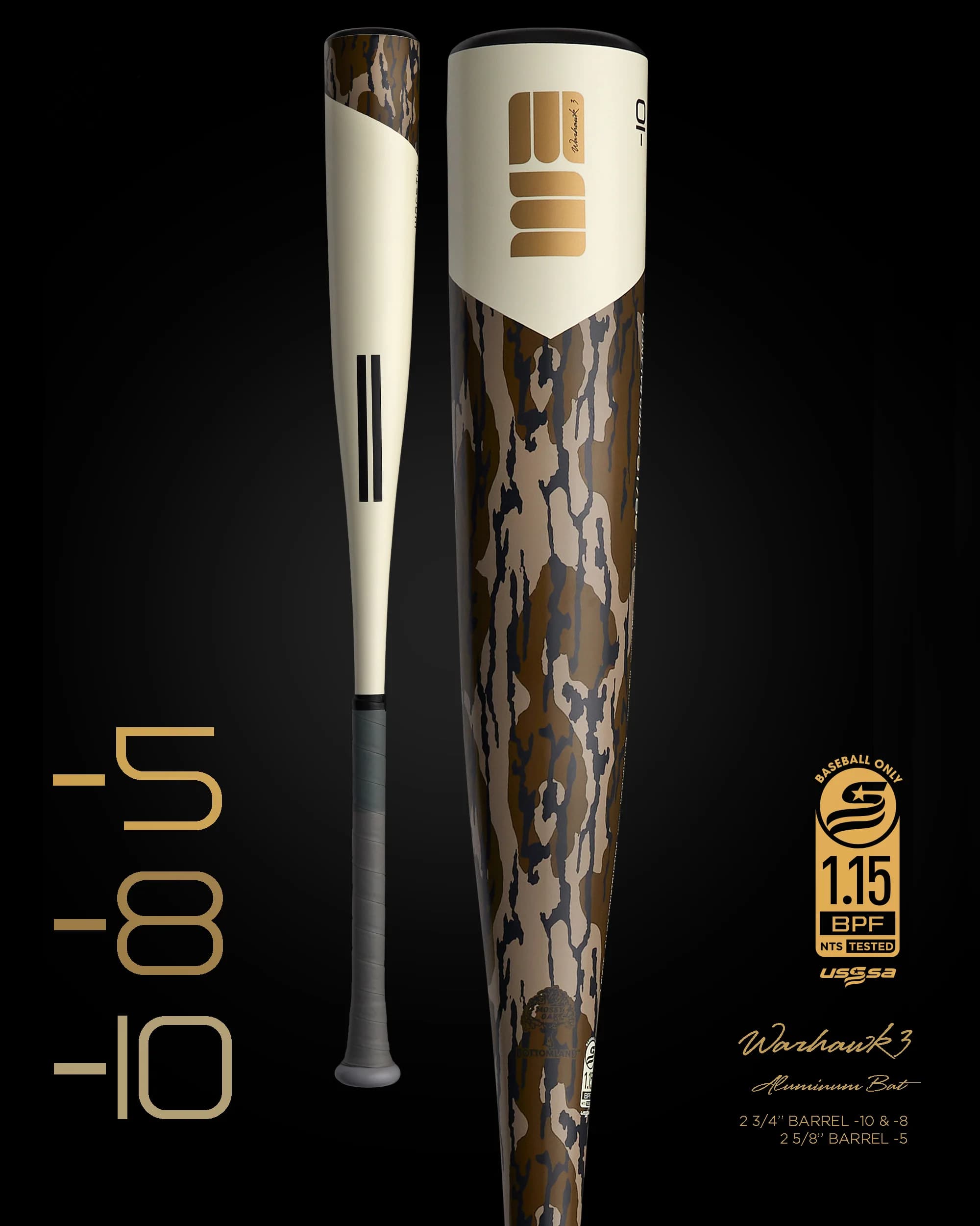 Warstic 2024 Warhawk3 Mossy Oak Edition USSSA Metal Baseball Bat, USSSA bats: photo from Warstic