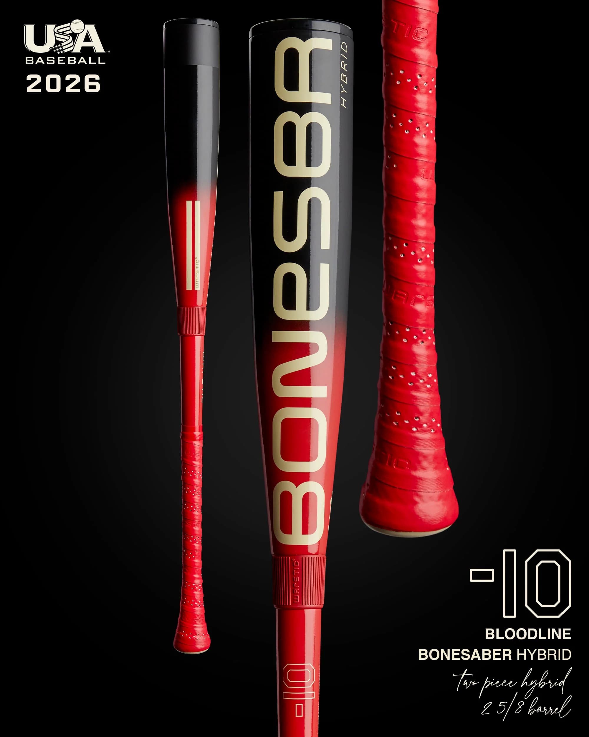 Warstic Bonesaber™ Hybrid USA Metal Baseball Bat -10 - "Bloodline", USA Baseball bats: photo from Warstic