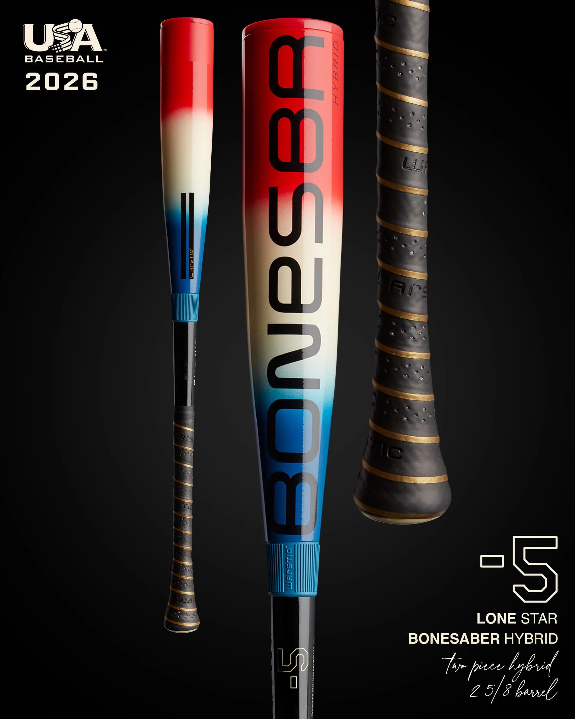 Warstic Bonesaber™ Hybrid USA Metal Baseball Bat -5 - "Lone Star", USA Baseball bats: photo from Warstic