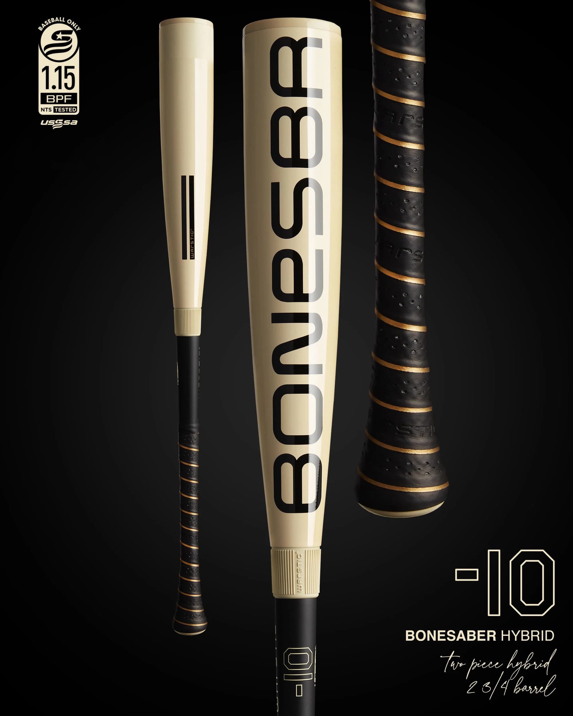 Warstic Bonesaber™ Hybrid USSSA Metal Baseball Bat -10, USSSA bats: photo from Warstic