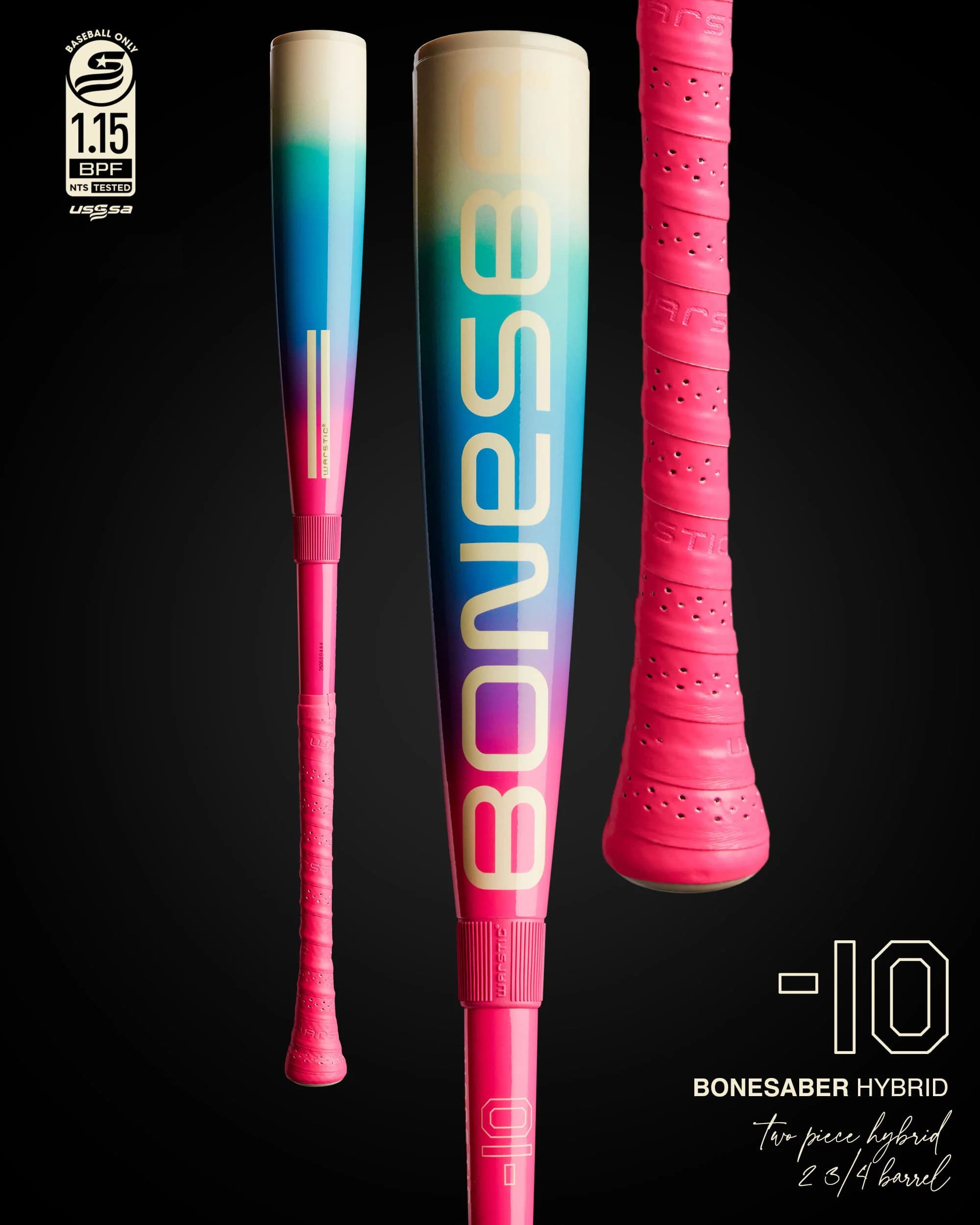 Warstic Bonesaber™ Hybrid USSSA Metal Baseball Bat -10 - "Solar Storm", USSSA bats: photo from Warstic