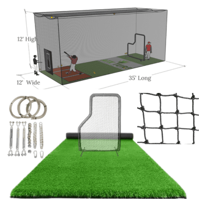 ATX Turf 35′L x 12′W x 12′H Batting Cage Package: Turf, Nets, Hardware & L-Screen, batting cages and frames: photo from ATX Turf