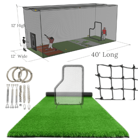 ATX Turf 40′L x 12′W x 12′H Batting Cage Package: Turf, Nets, Hardware & L-Screen, batting cages and frames: photo from ATX Turf