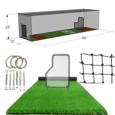 ATX Turf 50′L x 12′W x 10′H Batting Cage Package: Turf, Nets, Hardware & L-Screen, batting cages and frames: photo from ATX Turf