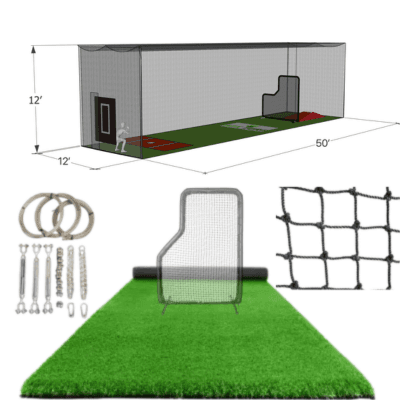 ATX Turf 50′L x 12′W x 12′H Batting Cage Package: Turf, Nets, Hardware & L-Screen, batting cages and frames: photo from ATX Turf