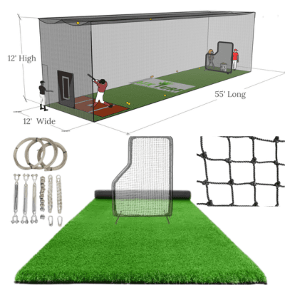 ATX Turf 55′L x 12′W x 12′H Batting Cage Package: Turf, Nets, Hardware & L-Screen, batting cages and frames: photo from ATX Turf