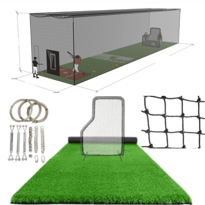 ATX Turf 70′L x 12′W x 12′H Batting Cage Package: Turf, Nets, Hardware & L-Screen, batting cages and frames: photo from ATX Turf