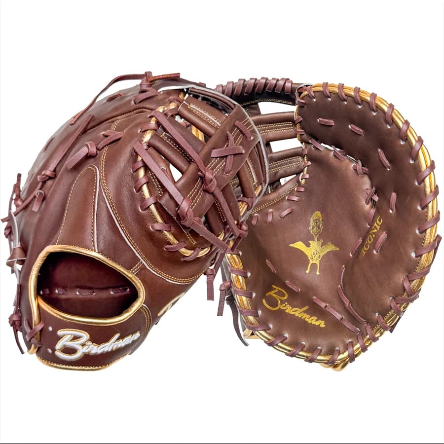 Birdman Bats Birdman 13" Mocha and Gold First Base Iconic Series Glove, first base mitts: photo from Birdman Bats