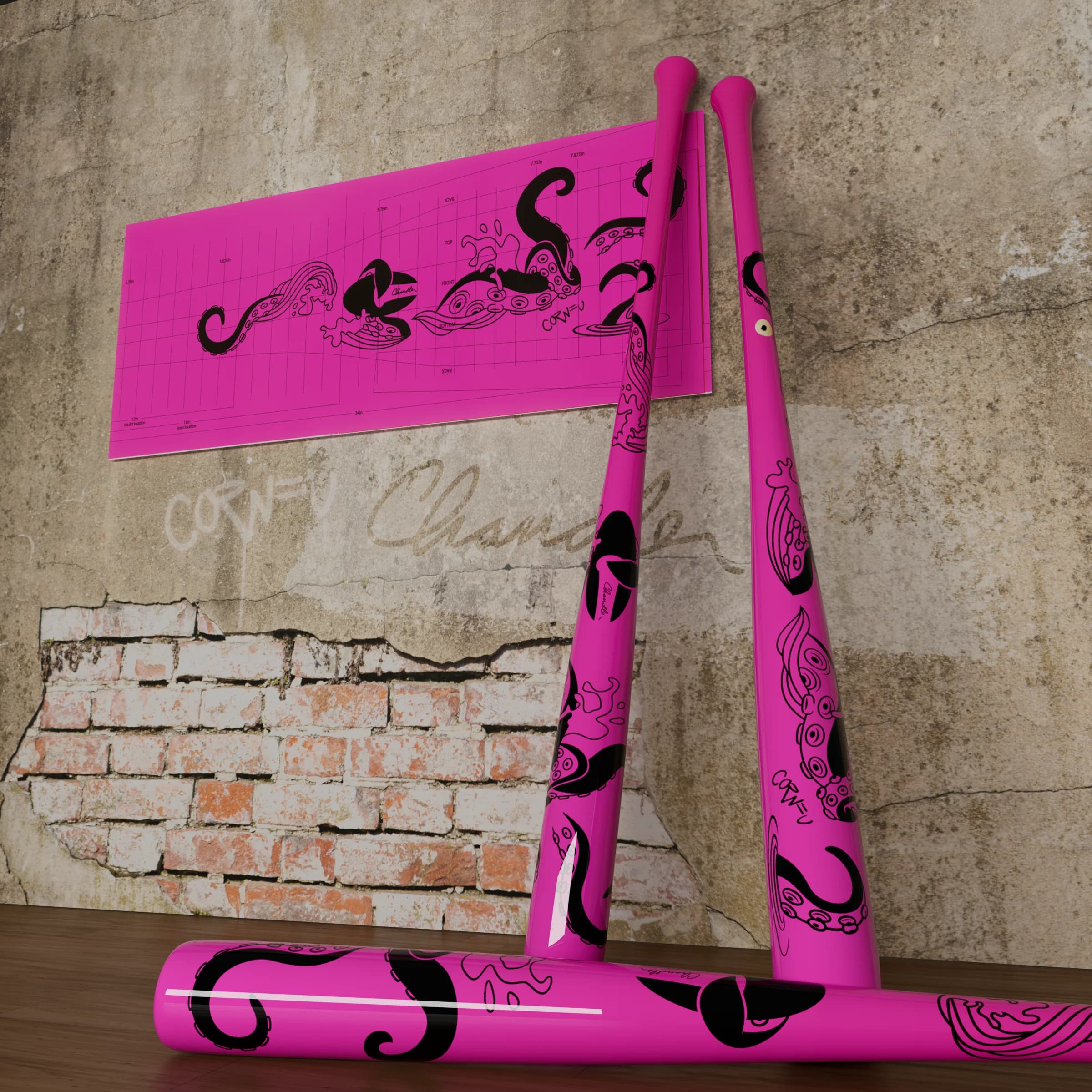 Chandler Release the Kraken! (Pink), game wood bats, adult: photo from Chandler