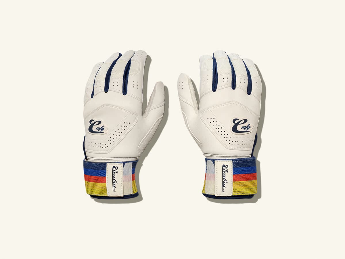 Combat MFG Coastal Collective Long Strap Batting Gloves, Cream, batting gloves: photo from Combat MFG