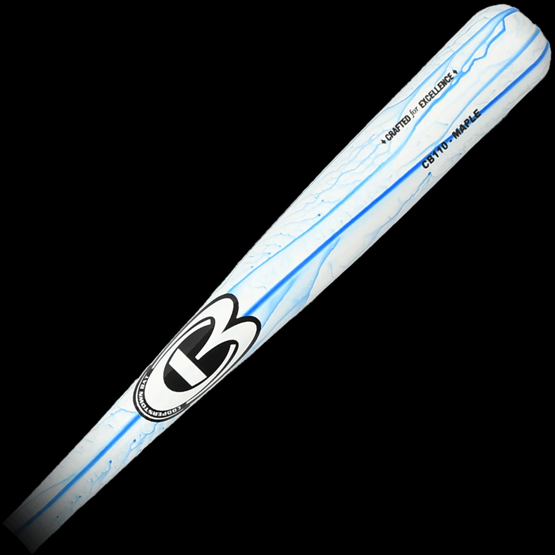 Cooperstown Bat Co. CB110 Maple Pro Wood Baseball Bat – White Blue Vein, game wood bats, adult: photo from Cooperstown Bat Co.