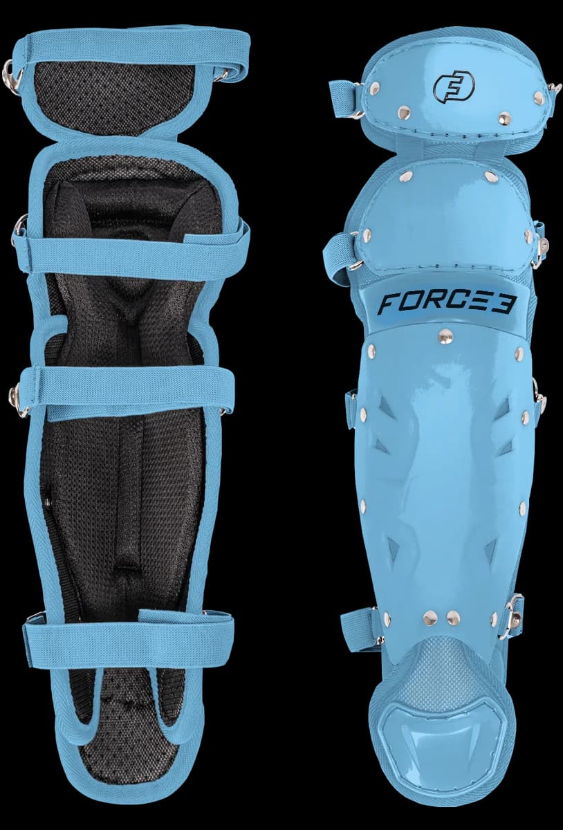 Force3 Pro Gear FORCE3 Defender Catcher Leg Guards - 12.5" Junior Ages 6-9, catcher's gear: photo from Force3 Pro Gear