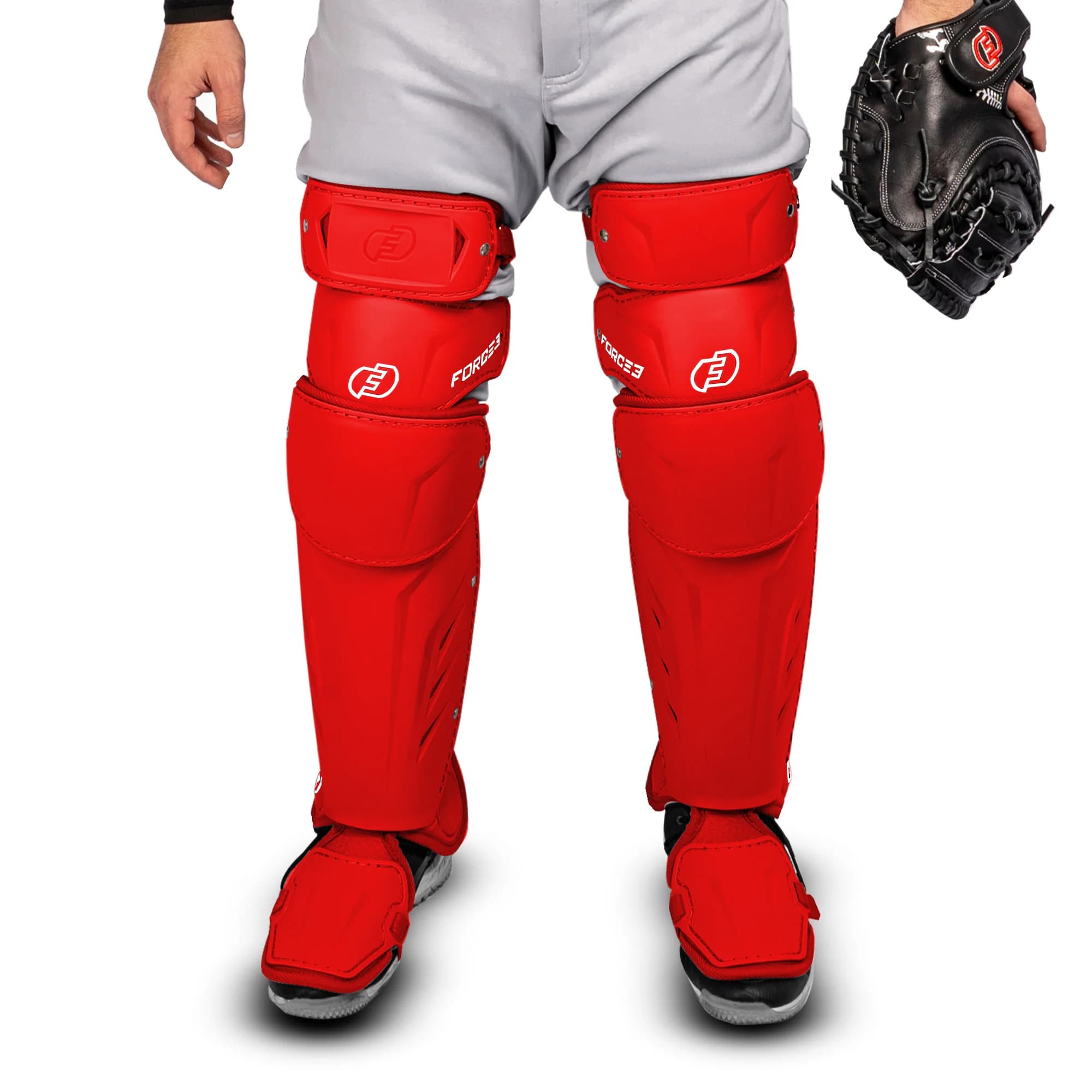 Force3 Pro Gear FORCE3 XS3® ELITE Leg Guards | Specifically Designed for use with the PitchCom® System - Adult, catcher's gear: photo from Force3 Pro Gear