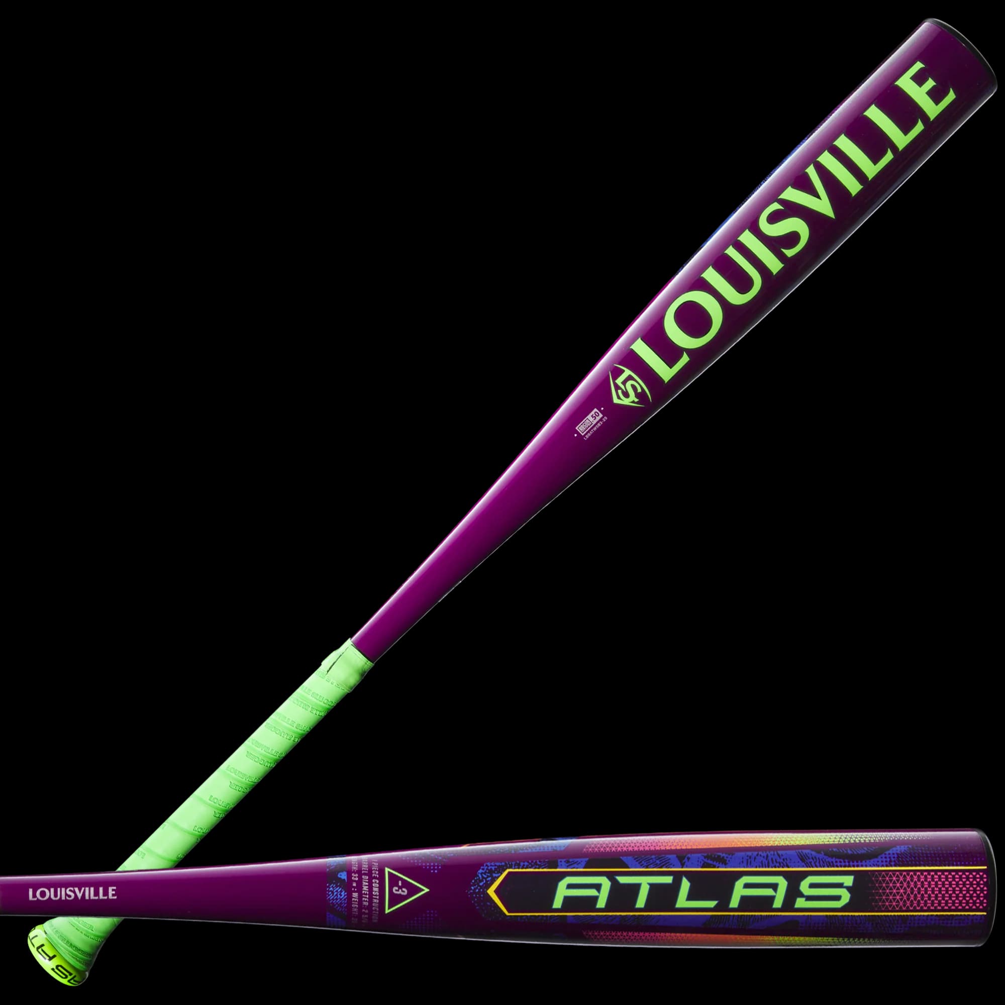 2025 Louisville Slugger Atlas Neon Energy (-3) BBCOR Baseball Bat, BBCOR bats: photo from Louisville Slugger