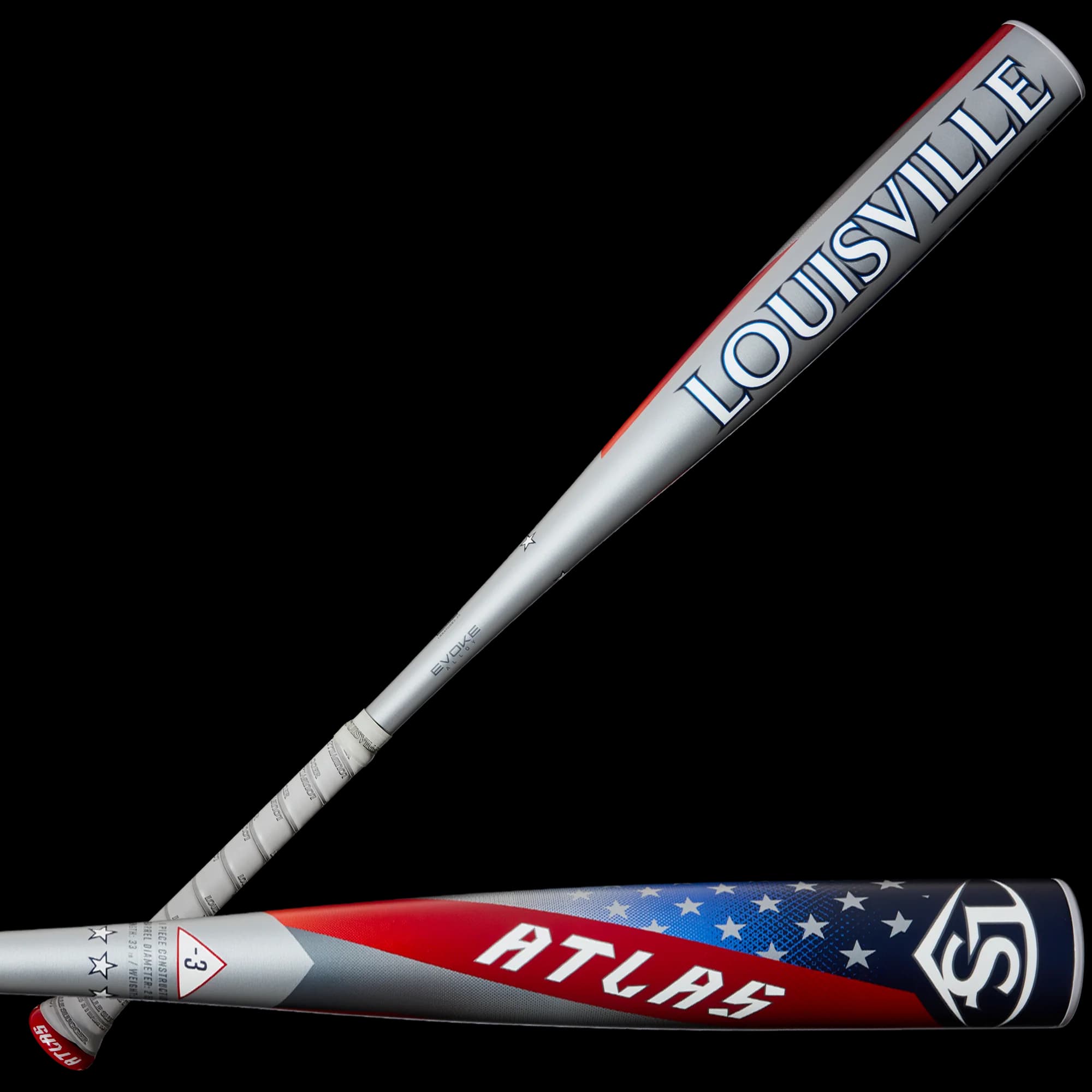 2025 Louisville Slugger Atlas Patriot (-3) BBCOR Baseball Bat, BBCOR bats: photo from Louisville Slugger