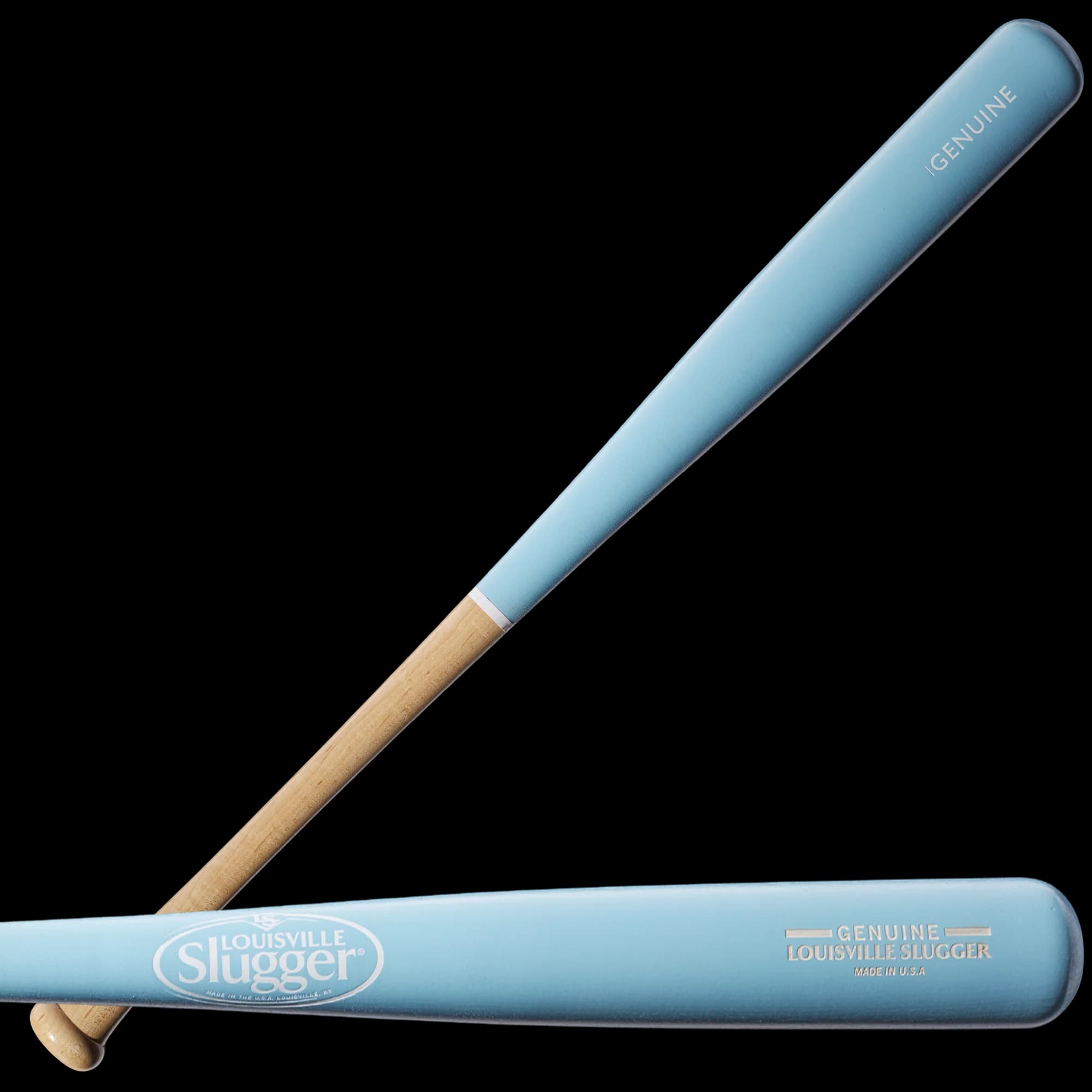 Louisville Slugger Genuine Mix Unfinished Light Blue Baseball Bat, game wood bats, adult: photo from Louisville Slugger