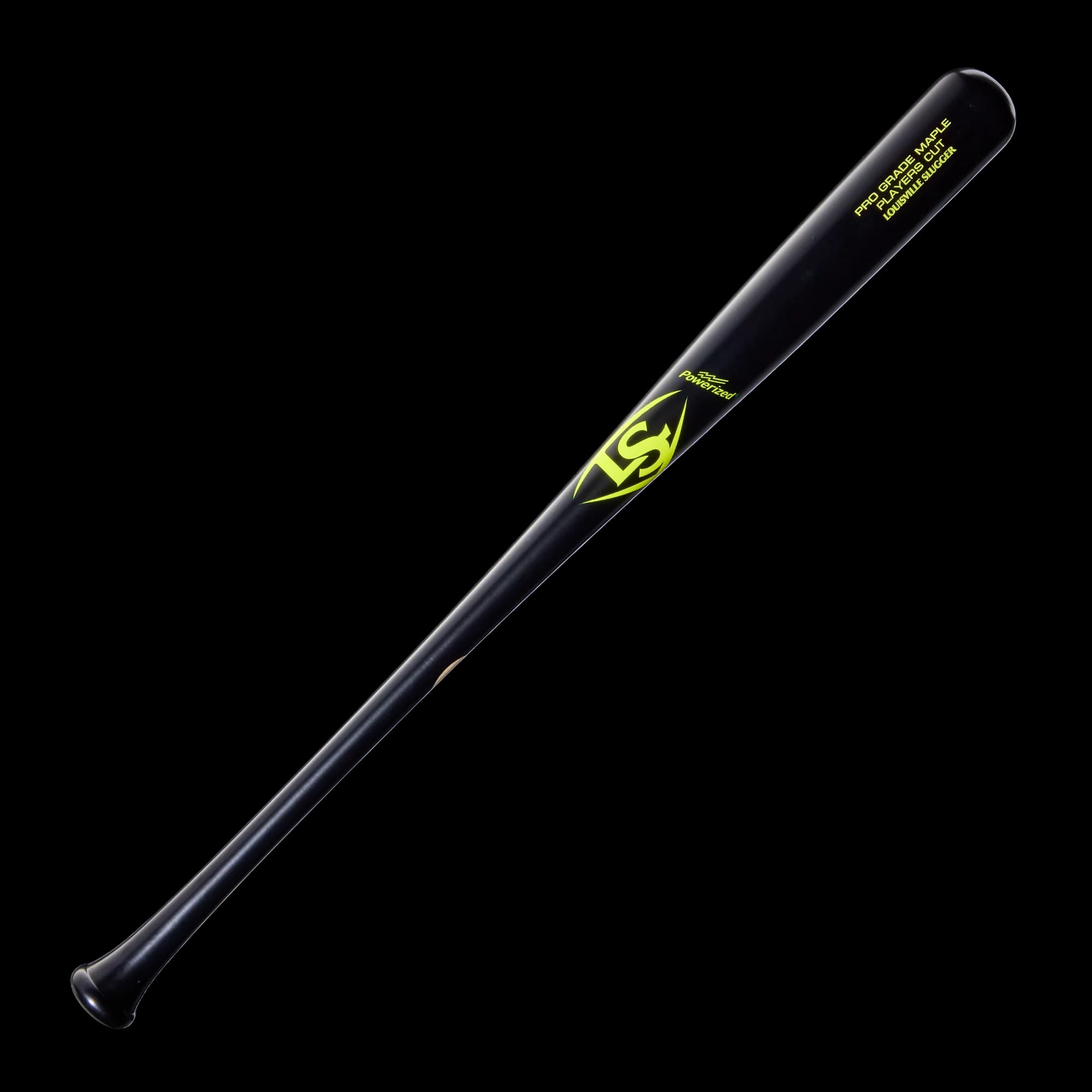Louisville Slugger Players Cut Maple Blk/Neon, game wood bats, adult: photo from Louisville Slugger