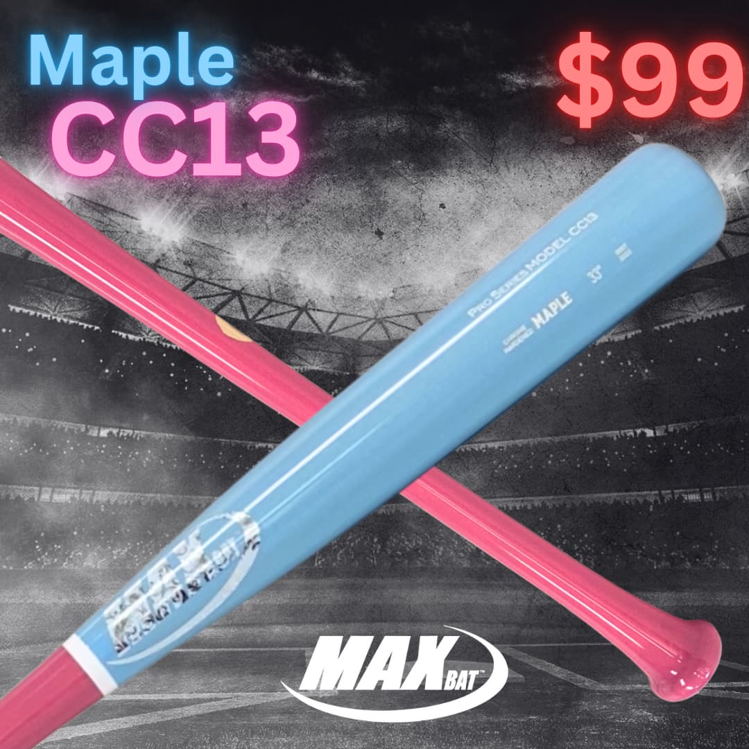 MaxBat CC13 Carolina/Pink/White-Flourish, game wood bats, adult: photo from MaxBat