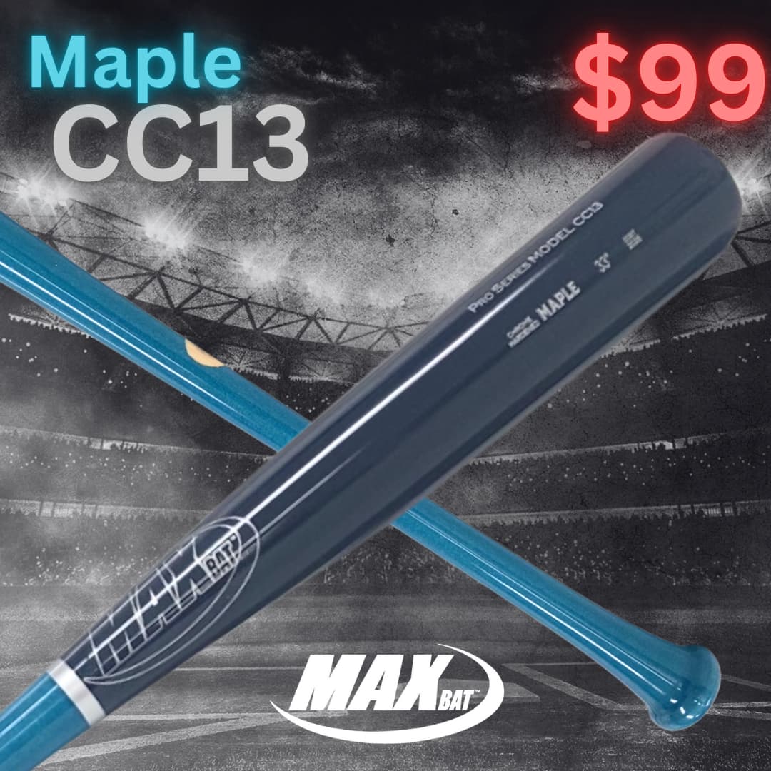 MaxBat CC13 Charcoal/Teal/Silver Outline, game wood bats, adult: photo from MaxBat