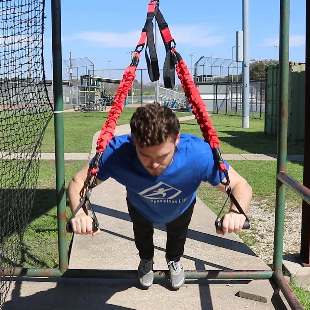 Oates Specialties KHAOS® Bungee Suspension Trainer – Elastic Bodyweight System for Core Stability, rotational power: photo from Oates Specialties