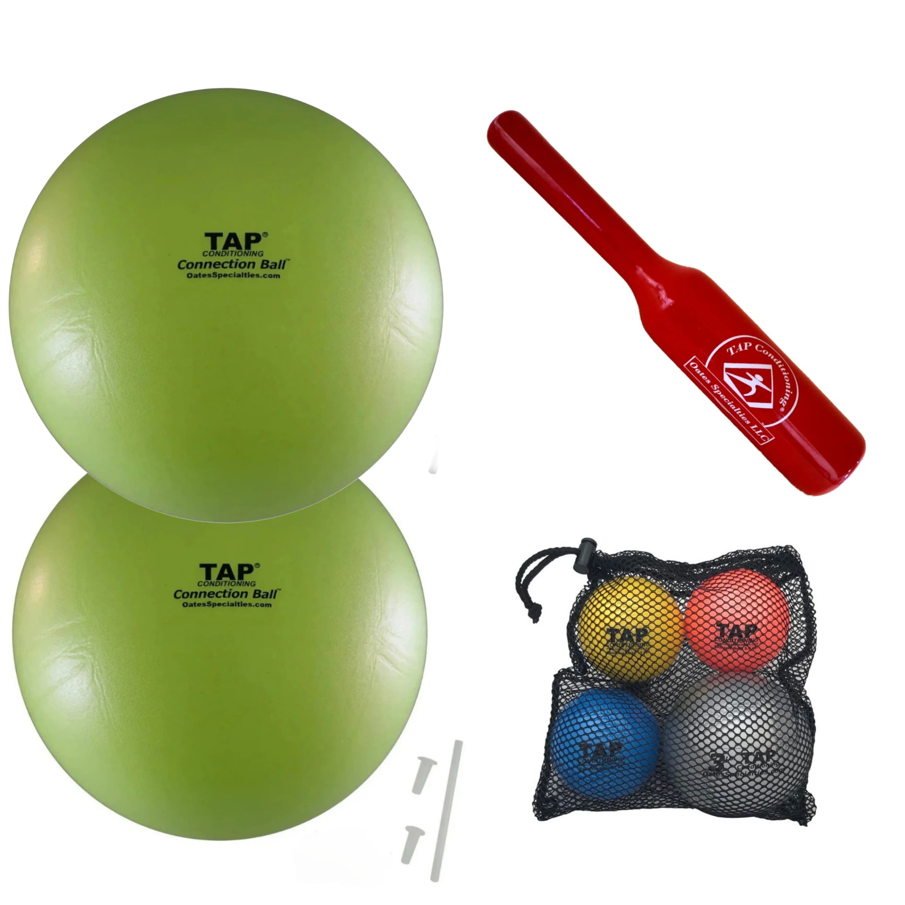 Oates Specialties TAP® Connection™ and Efficiency Package featuring TAP® Connection™ Ball™ and Connection™ Throwing Club™, pitching mechanics aids: photo from Oates Specialties