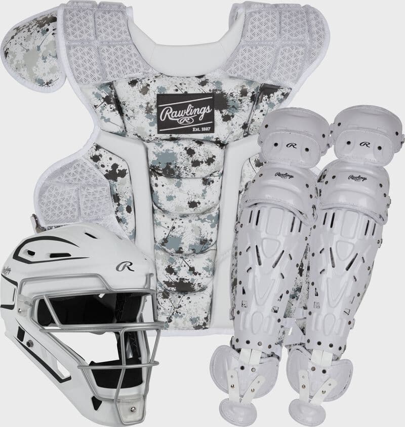 Rawlings Limited Edition Mach Black Spatter Catcher's Gear Set, Adult, Intermediate, Youth, catcher's gear: photo from Rawlings