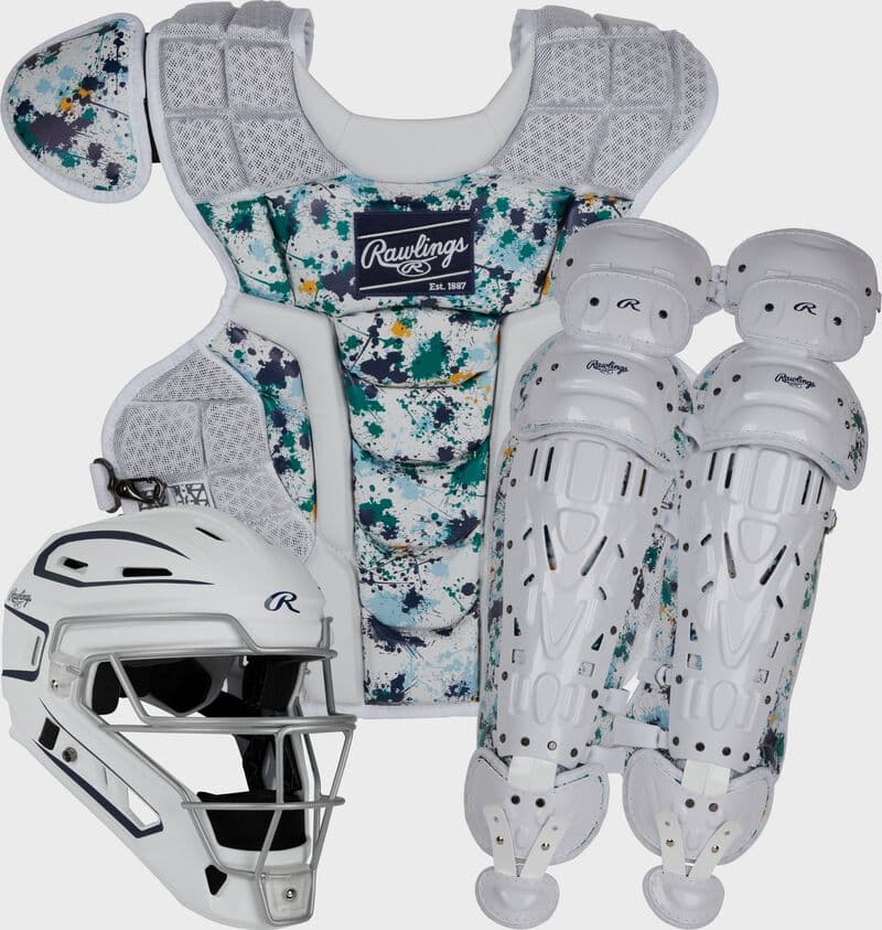 Rawlings Limited Edition Mach Navy Spatter Catcher's Gear Set, Adult, Intermediate, Youth, catcher's gear: photo from Rawlings