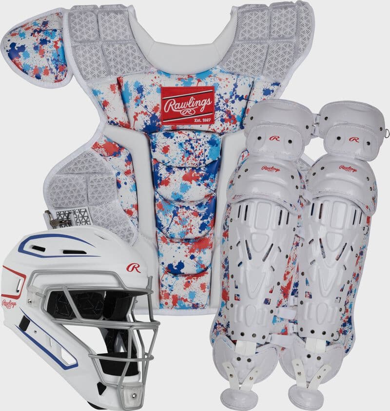 Rawlings Limited Edition Mach USA Spatter Catcher's Gear Set, Adult, Intermediate, Youth, catcher's gear: photo from Rawlings