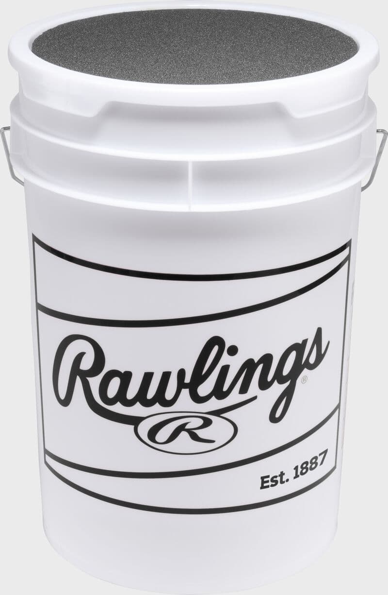 Rawlings 6-Gallon Bucket of R100-PC Pro Comp Hich School Practice Baseballs , Bucket with 24 Balls, practice and machine balls: photo from Rawlings