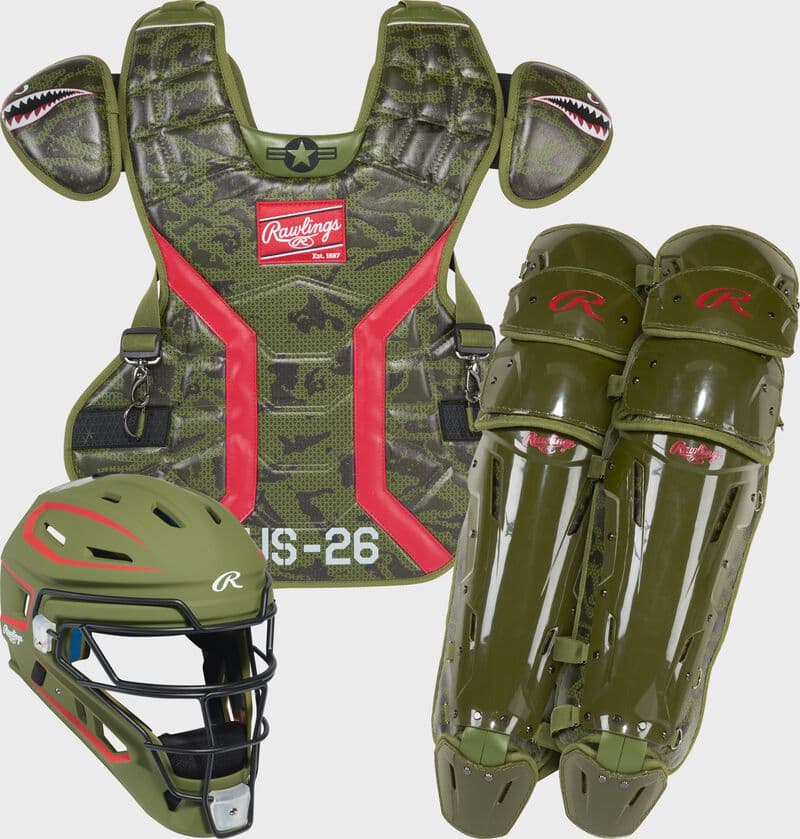 Rawlings Mach Pro Armed Forces Catcher's Set, catcher's gear: photo from Rawlings