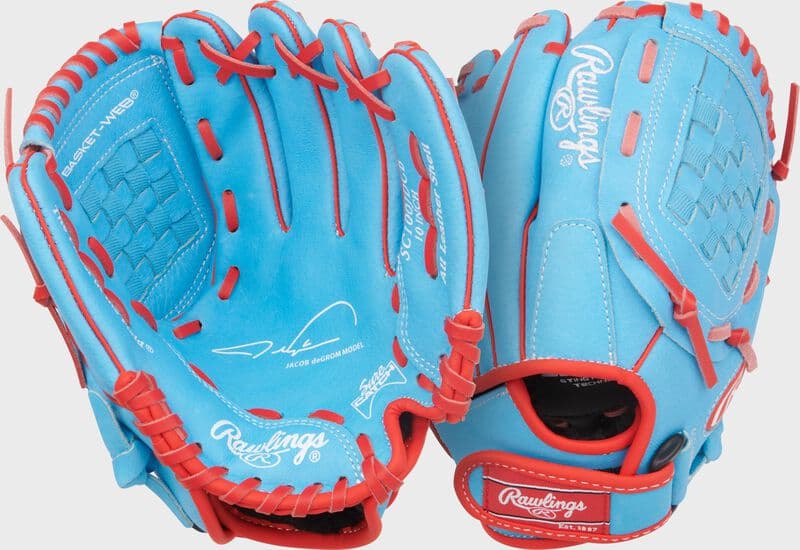Rawlings Sure Catch 10-Inch Jacob deGrom Signature Youth Glove, Right Hand Throw, youth gloves: photo from Rawlings