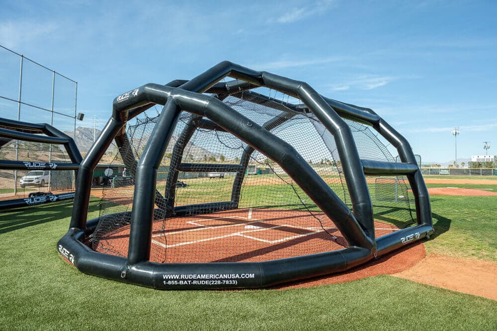 Rude American Commercial Grade Heat Sealed Inflatable Pro Turtle Backstops, protective screens: photo from Rude American