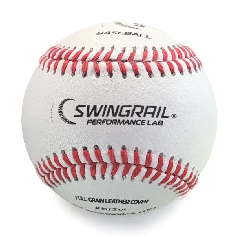 SwingRail Full-Grain Leather Baseballs, practice and machine balls: photo from SwingRail