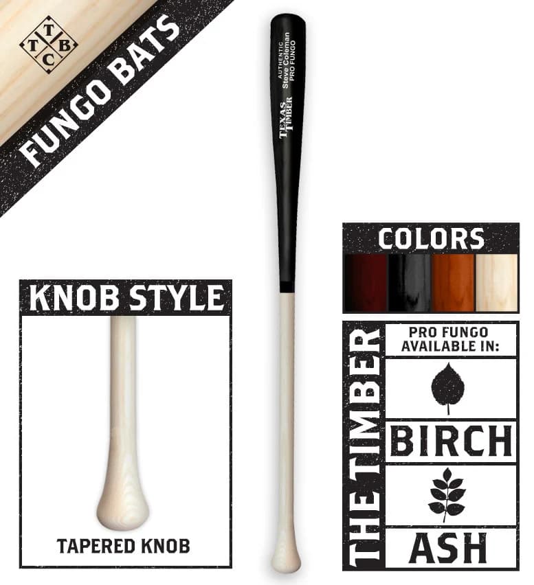 Texas Timber Fungo with Tapered Knob, fungo bats: photo from Texas Timber