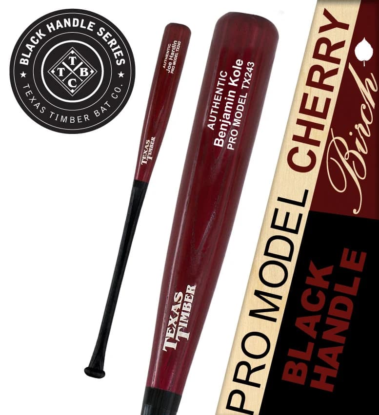 Texas Timber Pro Model Birch Cherry - Black Handle Series, game wood bats, adult: photo from Texas Timber