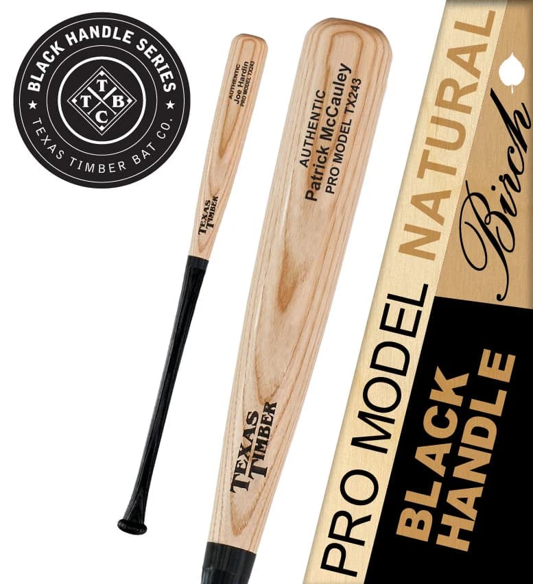 Texas Timber Pro Model Birch Natural - Black Handle Series, game wood bats, adult: photo from Texas Timber
