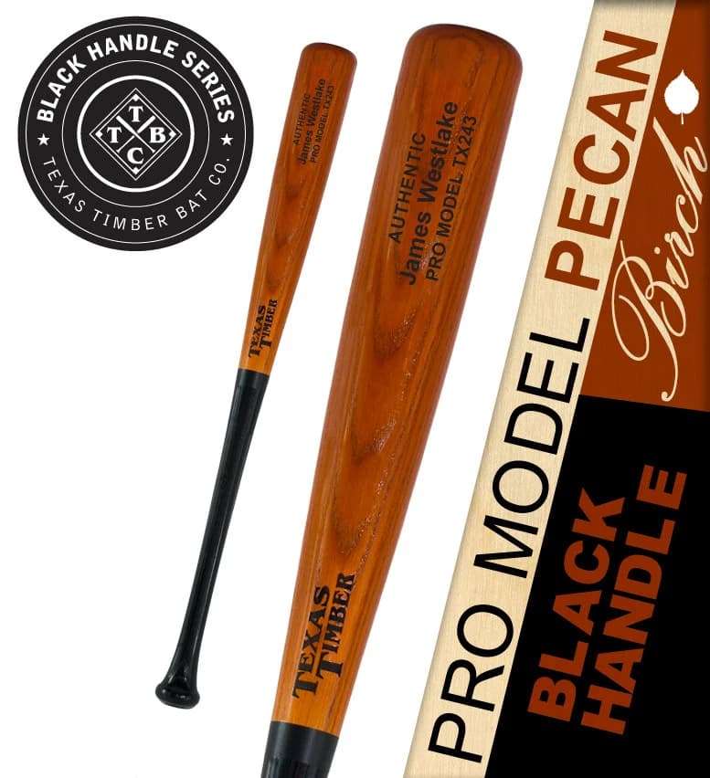 Texas Timber Pro Model Birch Pecan - Black Handle Series, game wood bats, adult: photo from Texas Timber