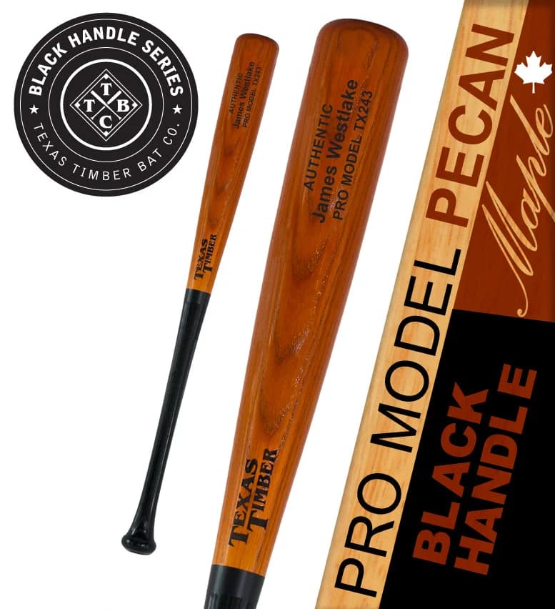 Texas Timber Pro Model Maple Pecan - Black Handle Series, game wood bats, adult: photo from Texas Timber